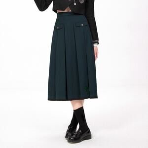 New‎ Medium Kyouko Slytherin Hogwarts Uniform Pleated Green Midi Skirt Military